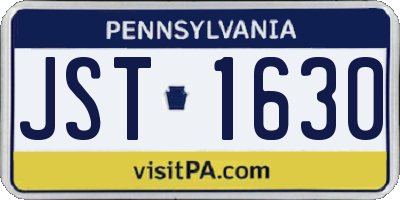 PA license plate JST1630