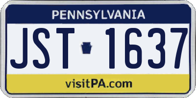 PA license plate JST1637