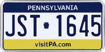 PA license plate JST1645