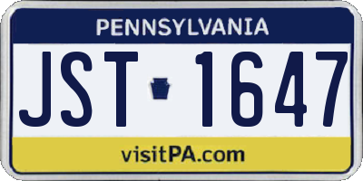 PA license plate JST1647