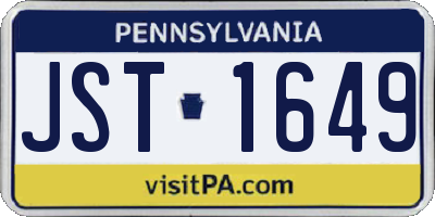 PA license plate JST1649