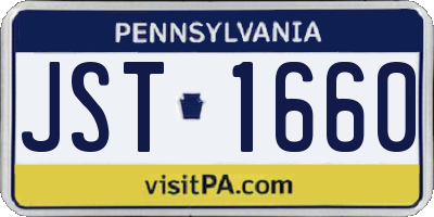 PA license plate JST1660
