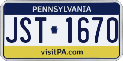 PA license plate JST1670
