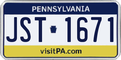 PA license plate JST1671