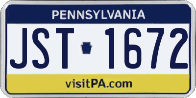 PA license plate JST1672