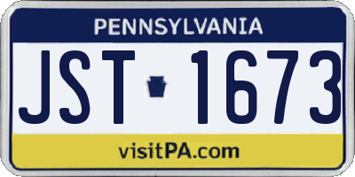 PA license plate JST1673