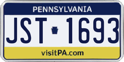 PA license plate JST1693