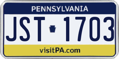 PA license plate JST1703