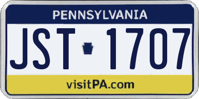 PA license plate JST1707