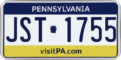 PA license plate JST1755