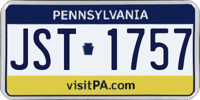 PA license plate JST1757