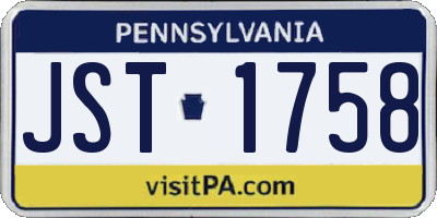PA license plate JST1758