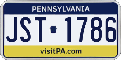 PA license plate JST1786