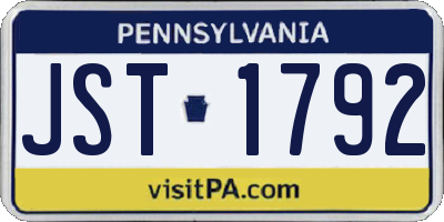 PA license plate JST1792