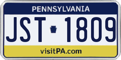 PA license plate JST1809
