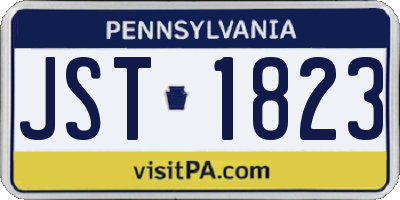 PA license plate JST1823