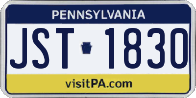 PA license plate JST1830