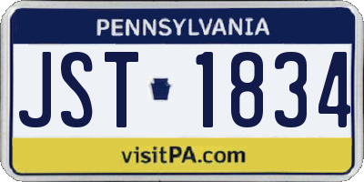 PA license plate JST1834