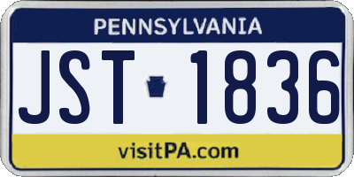 PA license plate JST1836