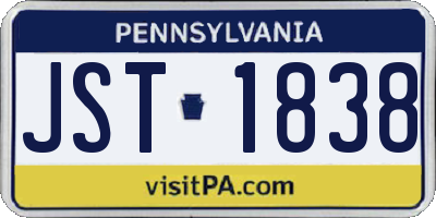 PA license plate JST1838