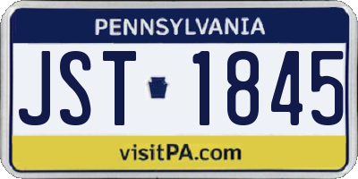 PA license plate JST1845