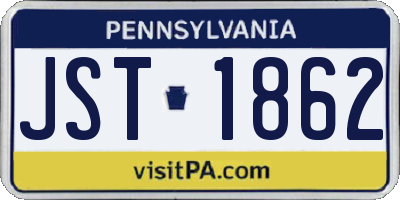 PA license plate JST1862
