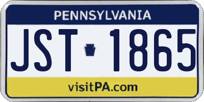 PA license plate JST1865