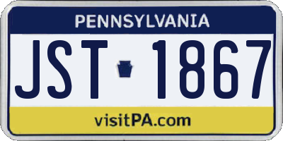 PA license plate JST1867