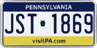 PA license plate JST1869