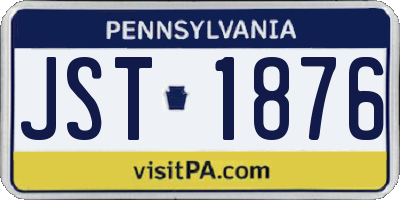 PA license plate JST1876
