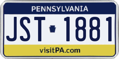 PA license plate JST1881