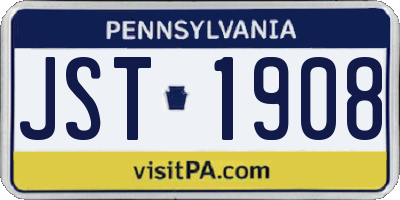 PA license plate JST1908
