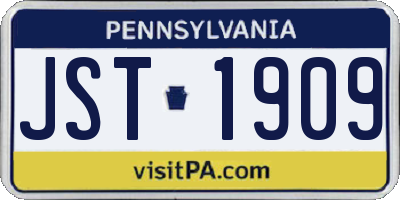 PA license plate JST1909