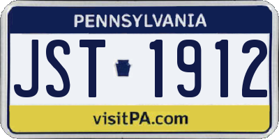 PA license plate JST1912