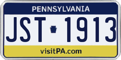 PA license plate JST1913