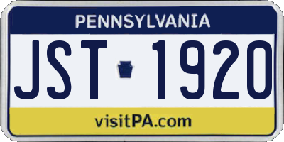 PA license plate JST1920