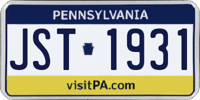 PA license plate JST1931