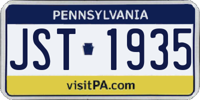 PA license plate JST1935