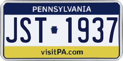 PA license plate JST1937