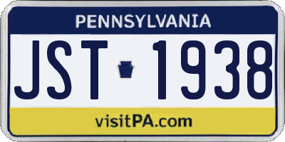 PA license plate JST1938
