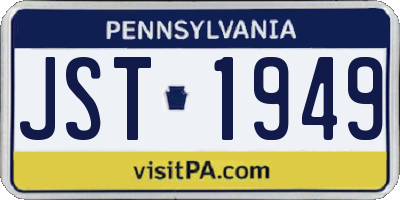 PA license plate JST1949
