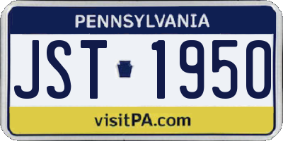 PA license plate JST1950
