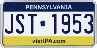 PA license plate JST1953