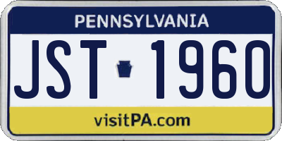 PA license plate JST1960