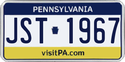 PA license plate JST1967