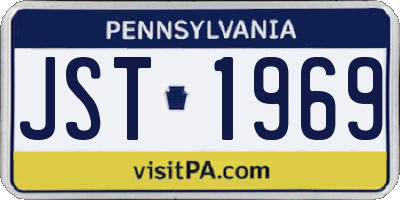 PA license plate JST1969