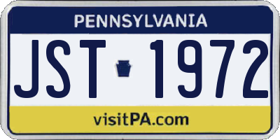 PA license plate JST1972