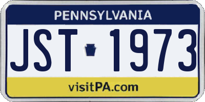 PA license plate JST1973