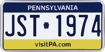 PA license plate JST1974
