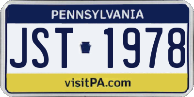 PA license plate JST1978